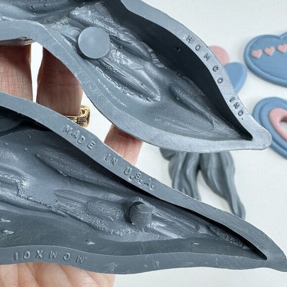 Vtg Set of Blue & Pink Bows Home Interior Wall Hangings Burnwood Hearts 5 Pieces - Picture 7 of 9